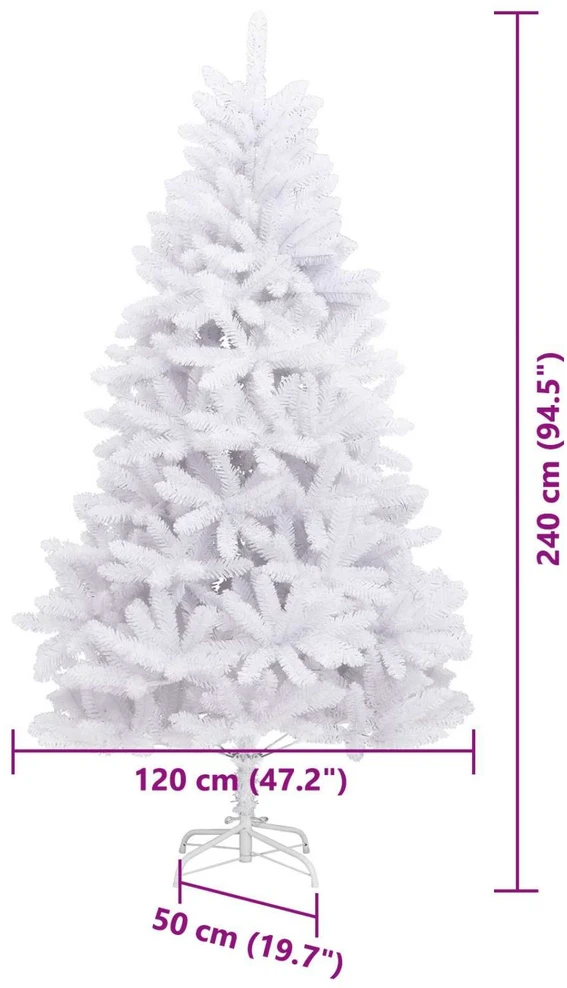 Dirbtinė Sulankstoma Kalėdų Eglutė Balta 240 cm PVC ir Plienas