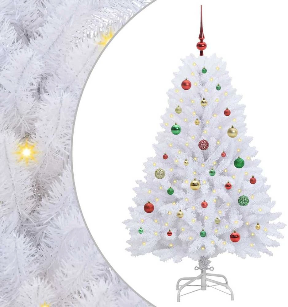 Dirbtinė Sulankstoma Kalėdų Eglutė Balta 150 cm PVC ir Plienas