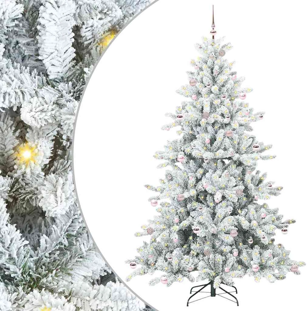 Dirbtinė Sulankstoma Kalėdų Eglutė Balta 240 cm PVC ir Plienas