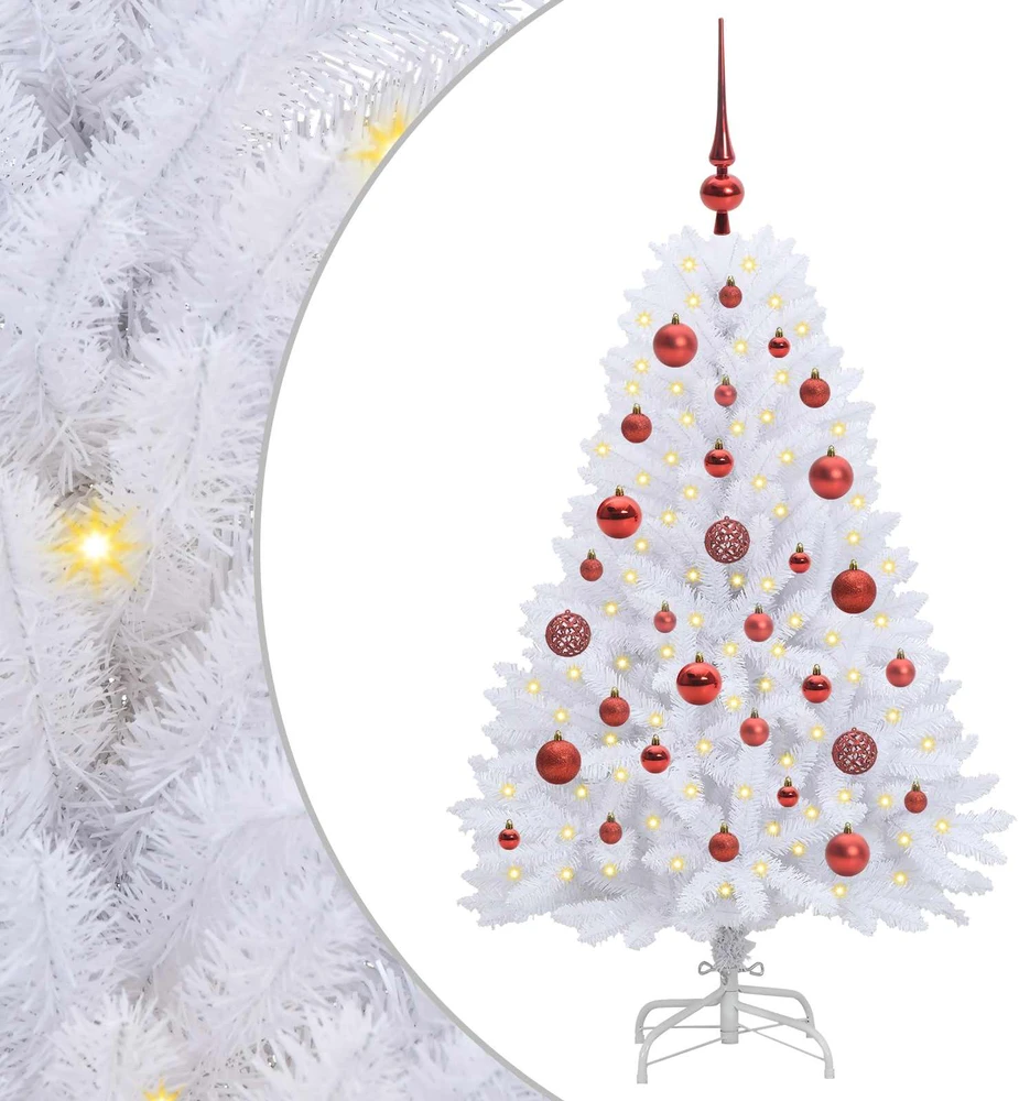 Dirbtinė Sulankstoma Kalėdų Eglutė Balta 120 cm PVC ir Plienas