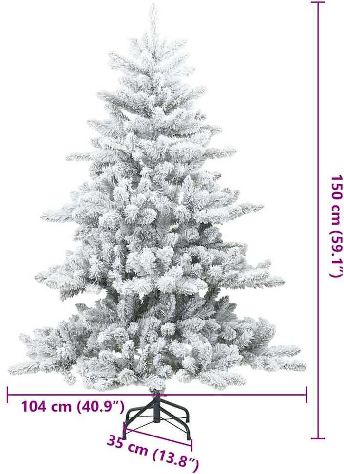Dirbtinė Sulankstoma Kalėdų Eglutė Balta 150 cm PVC ir Plienas