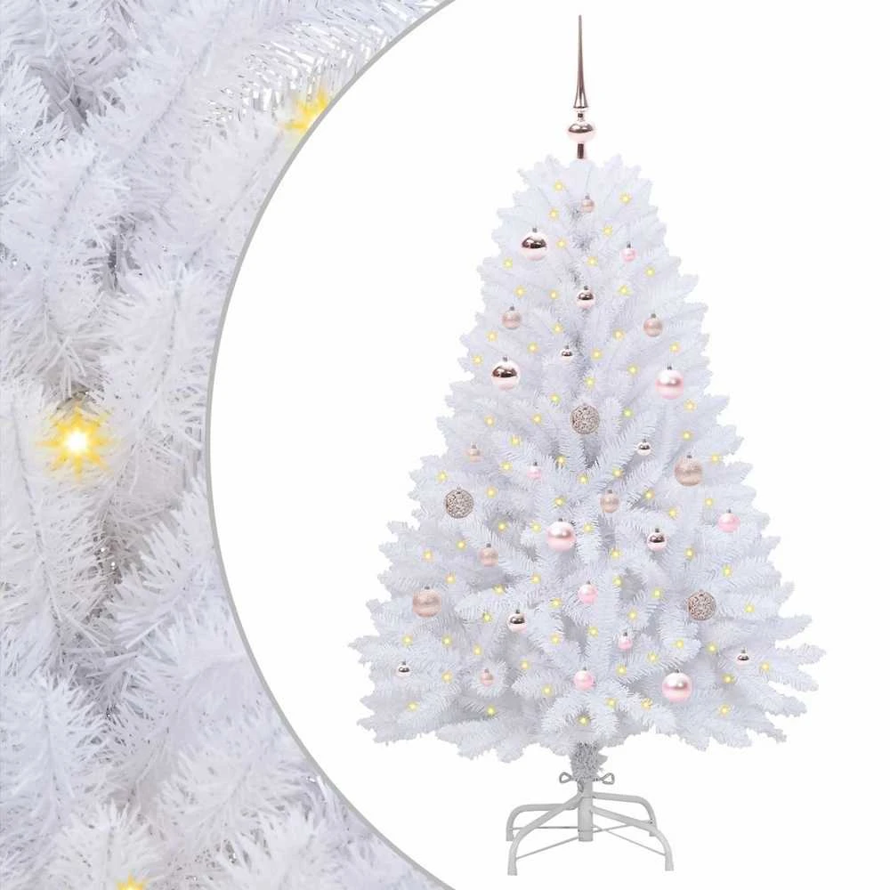Dirbtinė Sulankstoma Kalėdų Eglutė Balta 150 cm PVC ir Plienas