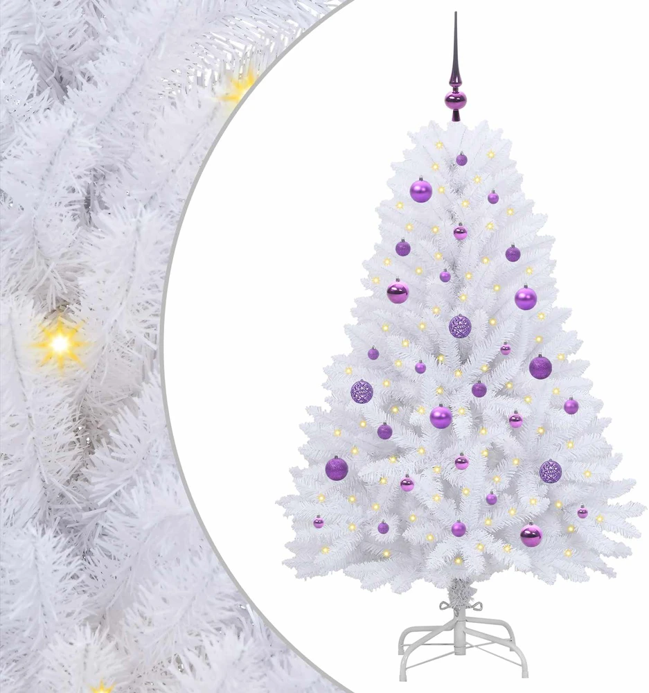 Dirbtinė Sulankstoma Kalėdų Eglutė Balta 150 cm PVC ir Plienas