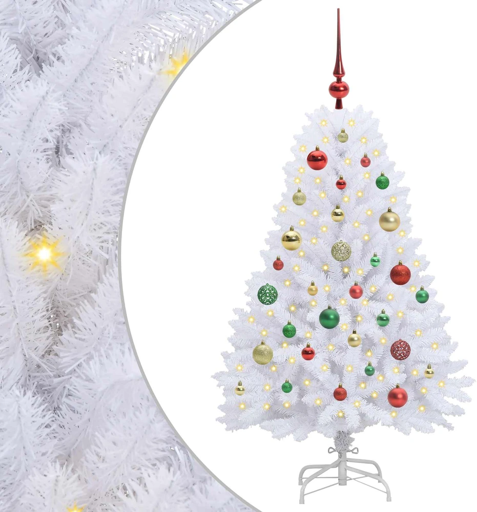 Dirbtinė Sulankstoma Kalėdų Eglutė Balta 120 cm PVC ir Plienas