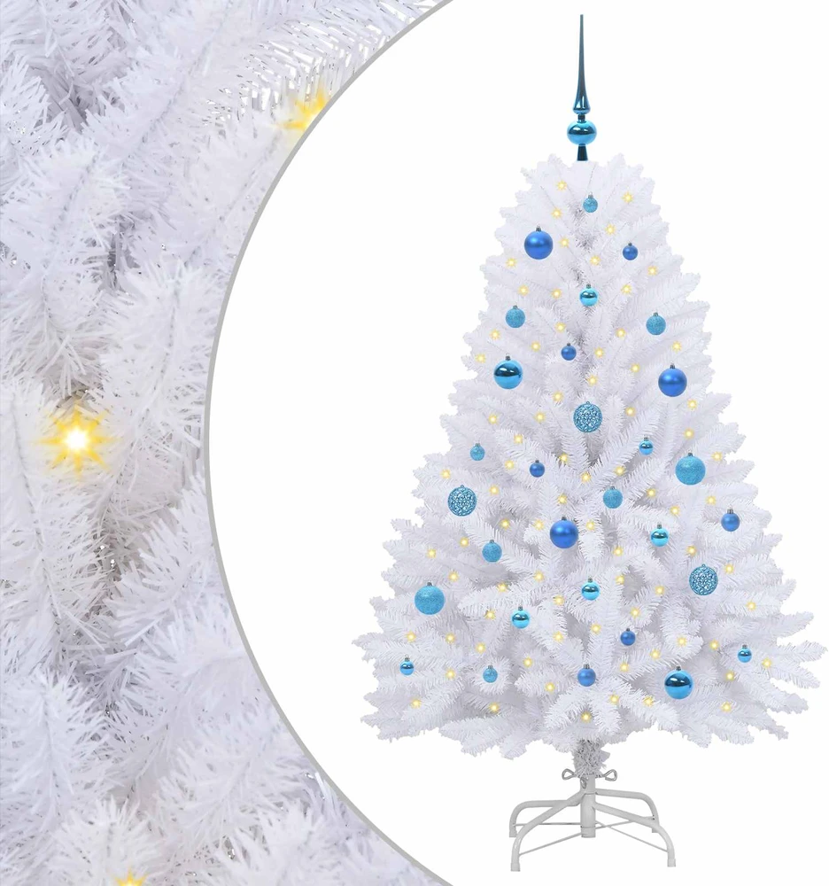 Dirbtinė Sulankstoma Kalėdų Eglutė Balta 150 cm PVC ir Plienas
