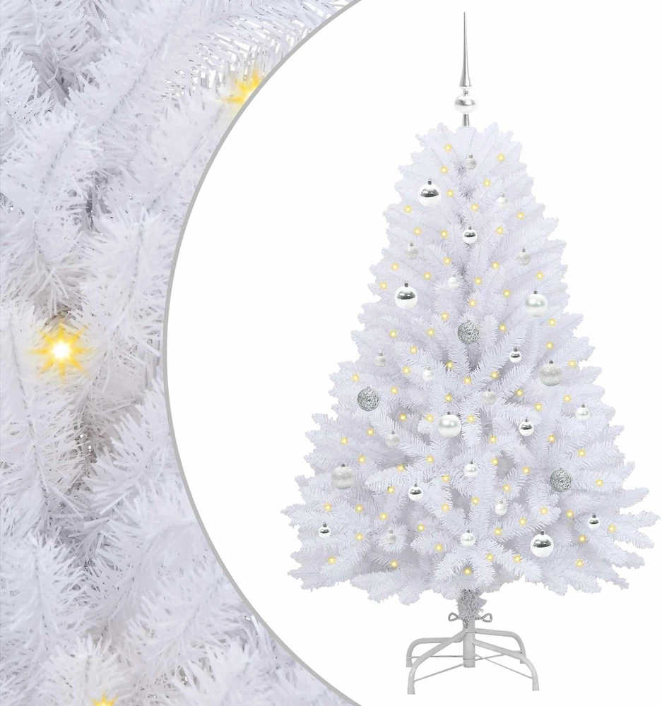 Dirbtinė Sulankstoma Kalėdų Eglutė Balta 150 cm PVC ir Plienas
