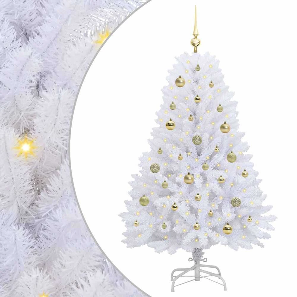 Dirbtinė Sulankstoma Kalėdų Eglutė Balta 150 cm PVC ir Plienas