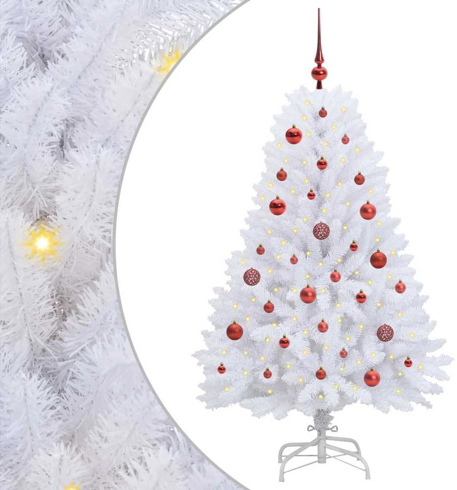 Dirbtinė Sulankstoma Kalėdų Eglutė Balta 150 cm PVC ir Plienas