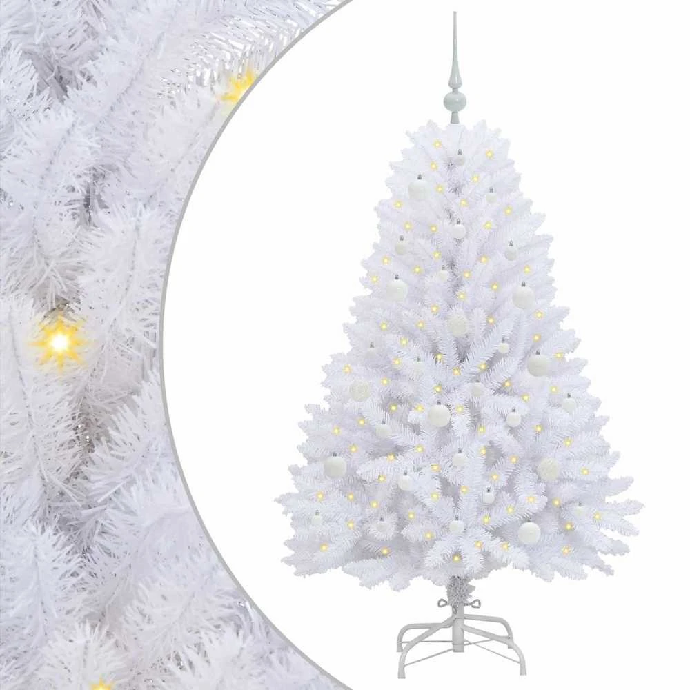 Dirbtinė Sulankstoma Kalėdų Eglutė Balta 150 cm PVC ir Plienas