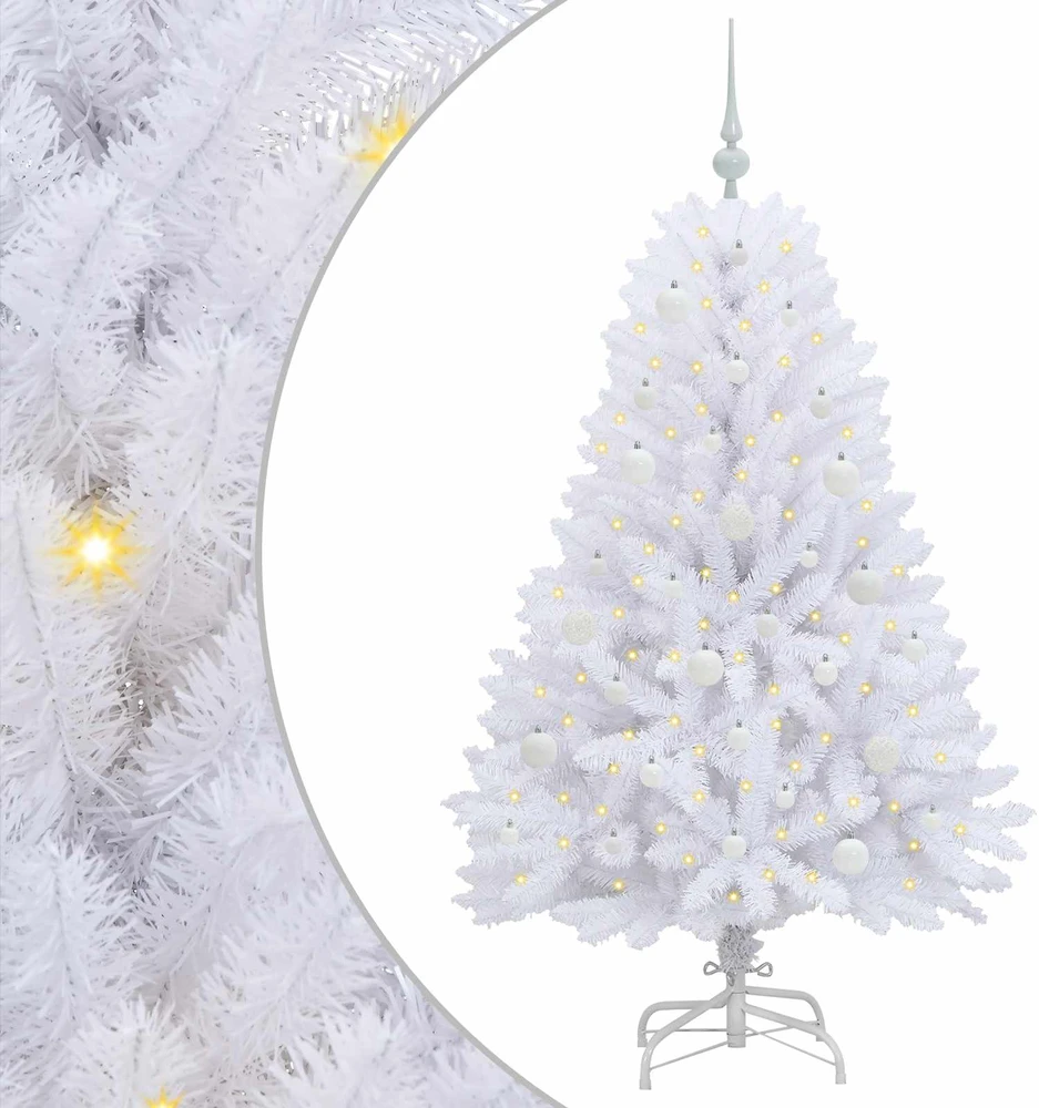 Dirbtinė Sulankstoma Kalėdų Eglutė Balta 150 cm PVC ir Plienas
