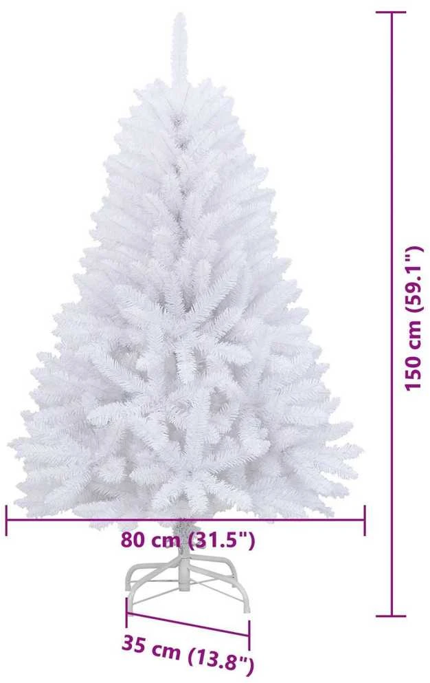 Dirbtinė Sulankstoma Kalėdų Eglutė Balta 150 cm PVC ir Plienas