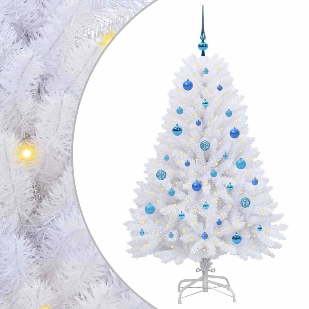 Dirbtinė Sulankstoma Kalėdų Eglutė Balta 150 cm PVC ir Plienas