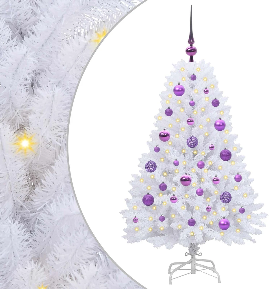 Dirbtinė Sulankstoma Kalėdų Eglutė Balta 120 cm PVC ir Plienas