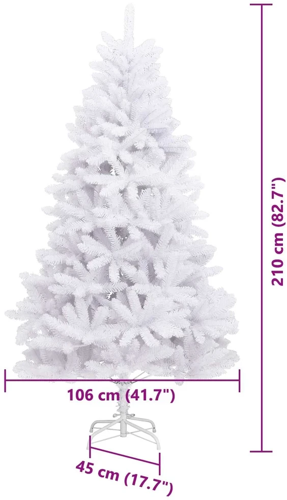 Dirbtinė Sulankstoma Kalėdų Eglutė Balta 210 cm PVC ir Plienas