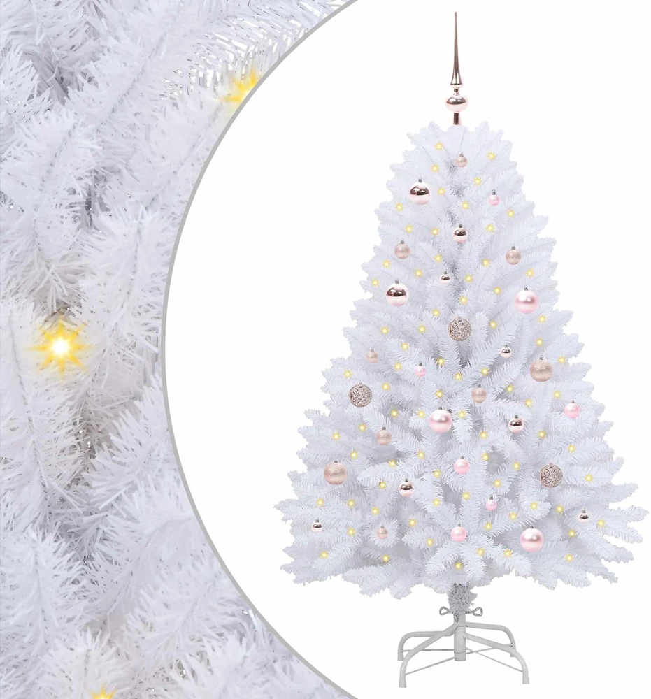 Dirbtinė Sulankstoma Kalėdų Eglutė Balta 150 cm PVC ir Plienas