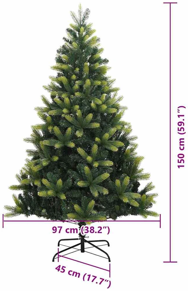 Dirbtinė sulankstoma Kalėdų eglutė su 150 LED lemputių Žalia
