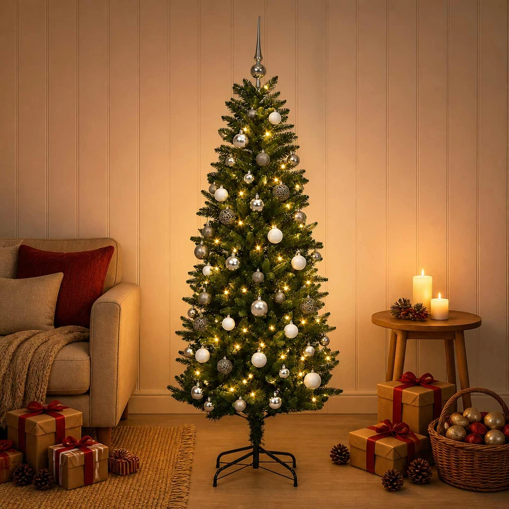 Dirbtinė sulankstoma Kalėdų eglutė su burbulais 120 cm 150 LED