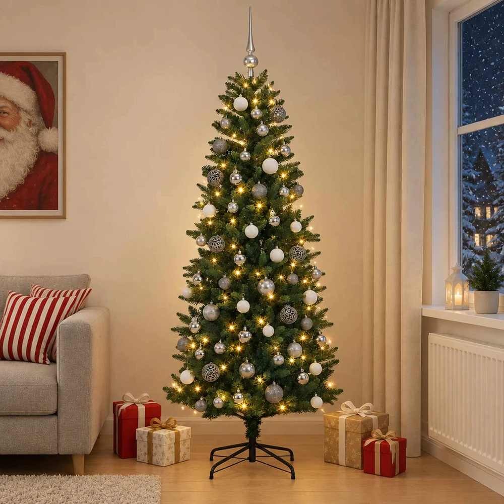 Dirbtinė sulankstoma Kalėdų eglutė su burbulais 210 cm 300 LED