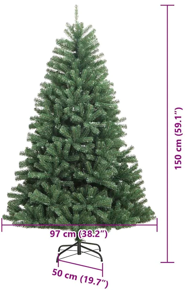 Dirbtinė Sulankstoma Kalėdų Eglutė Žalia 150 cm PVC ir metalas