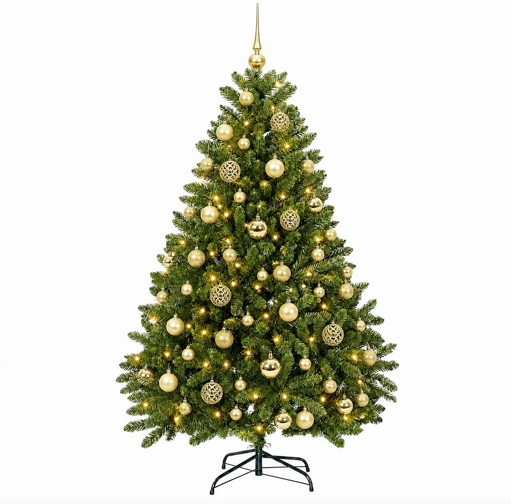 Dirbtinė šviesiai žalia Kalėdų eglė su žaisliuku 120 cm 150 LED