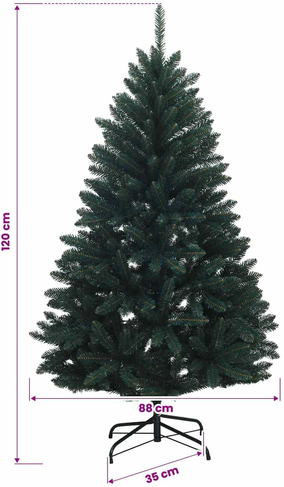 Dirbtinė tamsiai žalia Kalėdų eglutė su žaisliukais 120 cm
