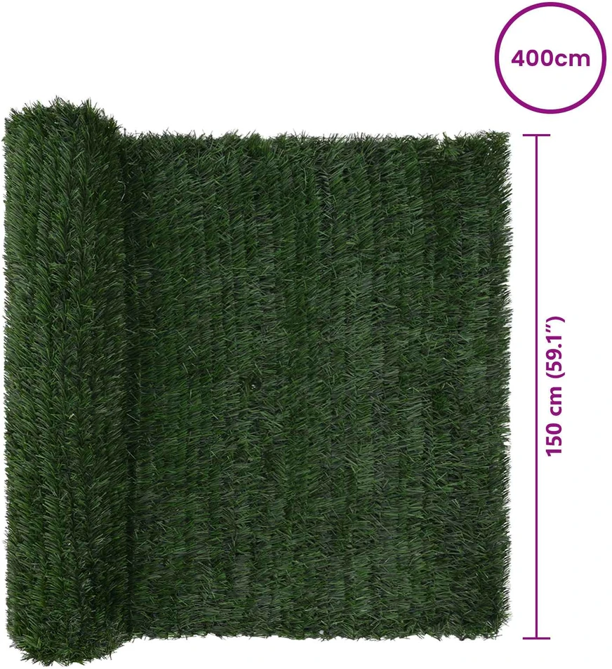 Dirbtinė tvora Tamsiai žalia 1,5 x 4 m PVC ir Plienas