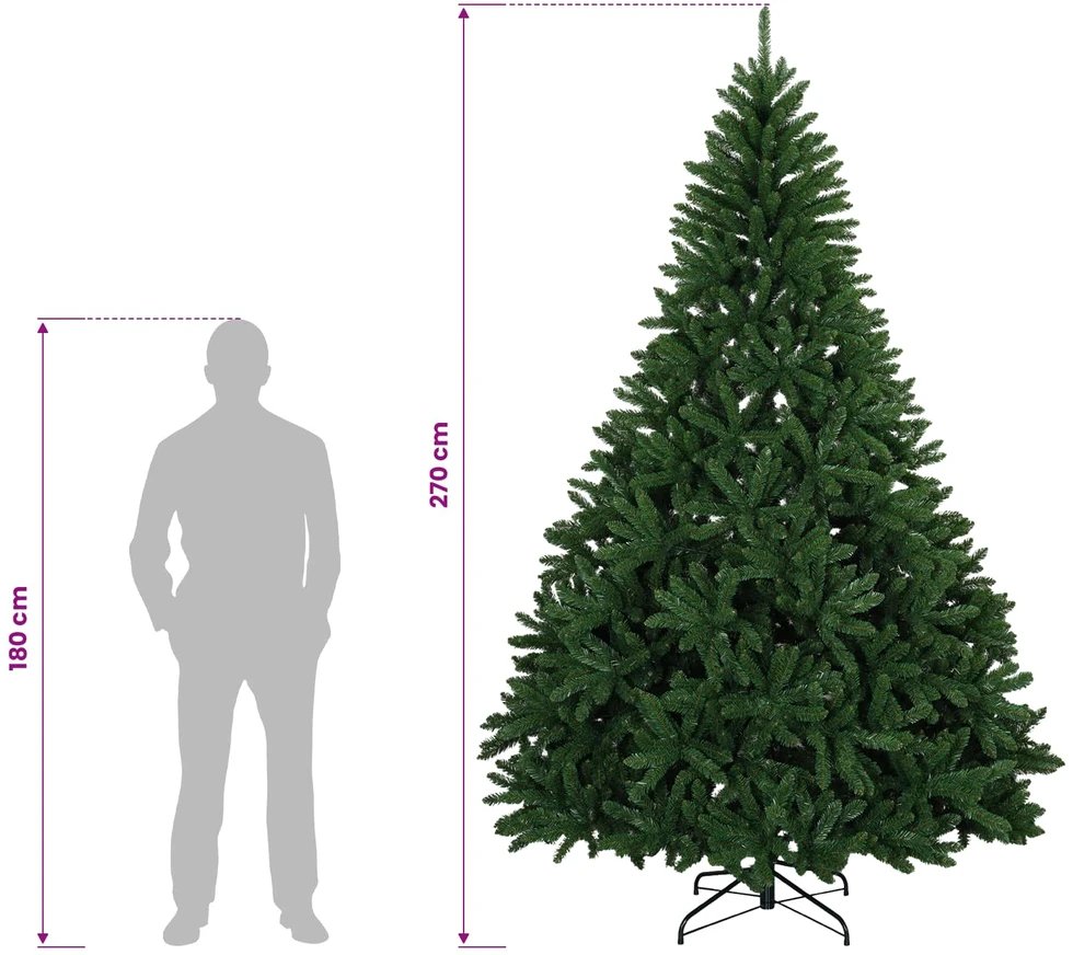 Dirbtinė vidutinio žalumo Kalėdų eglutė su rutuliu 270 cm