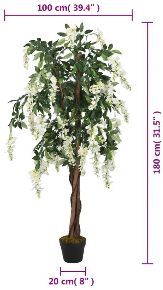 Dirbtinė visterija, žalios ir baltos spalvos, 180cm, 1260 lapų