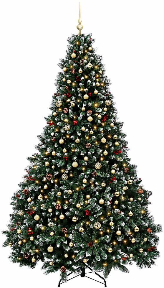 Dirbtinė žalia kalėdinė eglutė su žaisliukais 300 cm 600 LED
