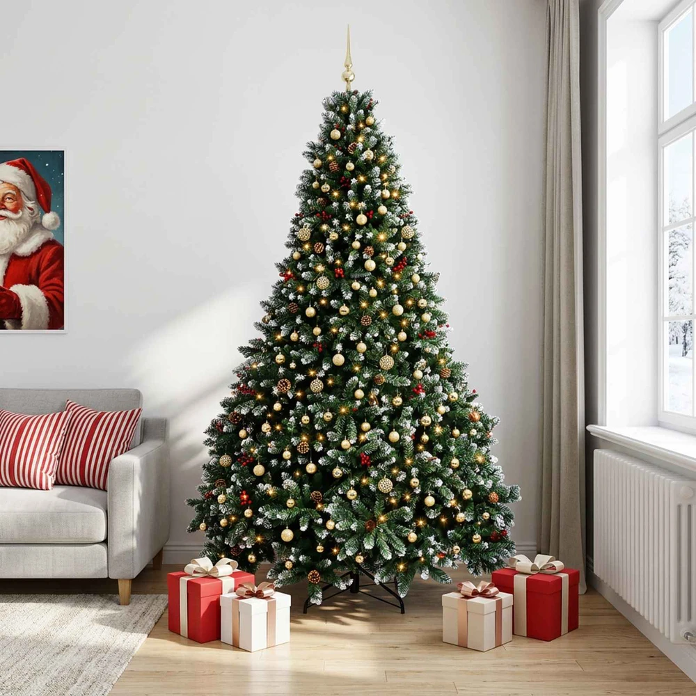 Dirbtinė žalia kalėdinė eglutė su žaisliukais 300 cm 600 LED