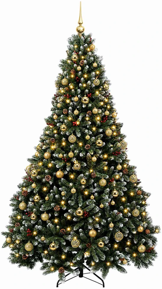Dirbtinė žalia kalėdinė eglutė su žaisliukais 240 cm 300 LED
