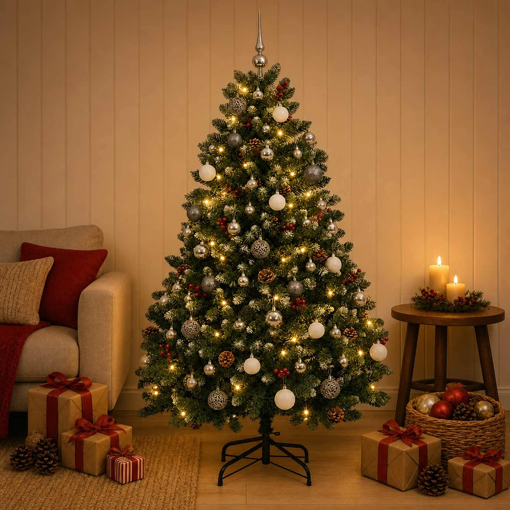 Dirbtinė žalia kalėdinė eglutė su žaisliuku 150 cm 150 LED