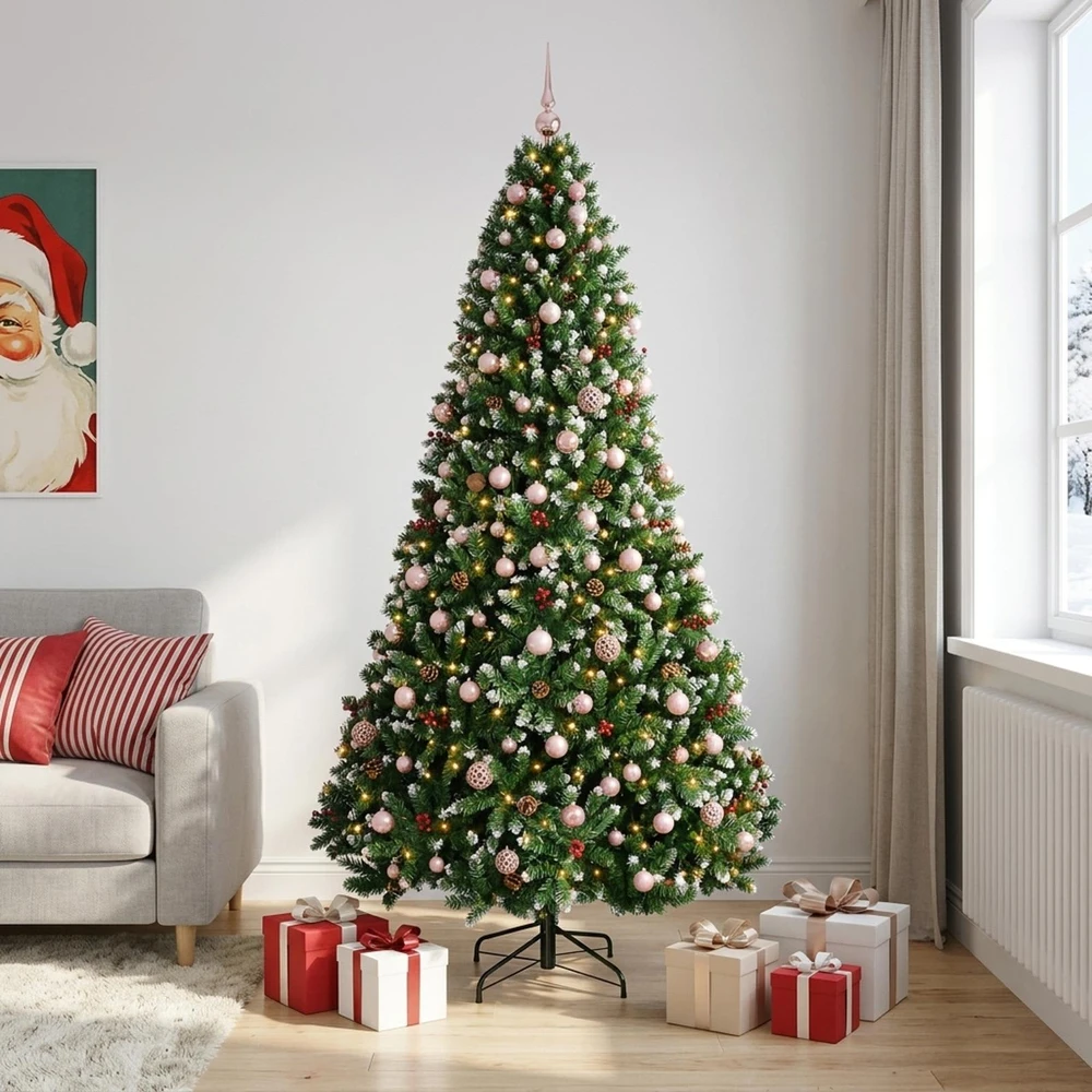 Dirbtinė žalia Kalėdų eglutė su žaisliukais 210 cm 300 LED