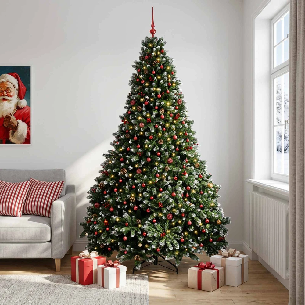 Dirbtinė žalia Kalėdų eglutė su žaisliukais 300 cm 600 LED