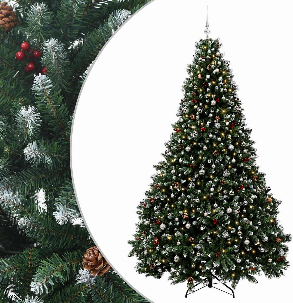 Dirbtinė žalia Kalėdų eglutė su žaisliukais 270 cm 300 LED