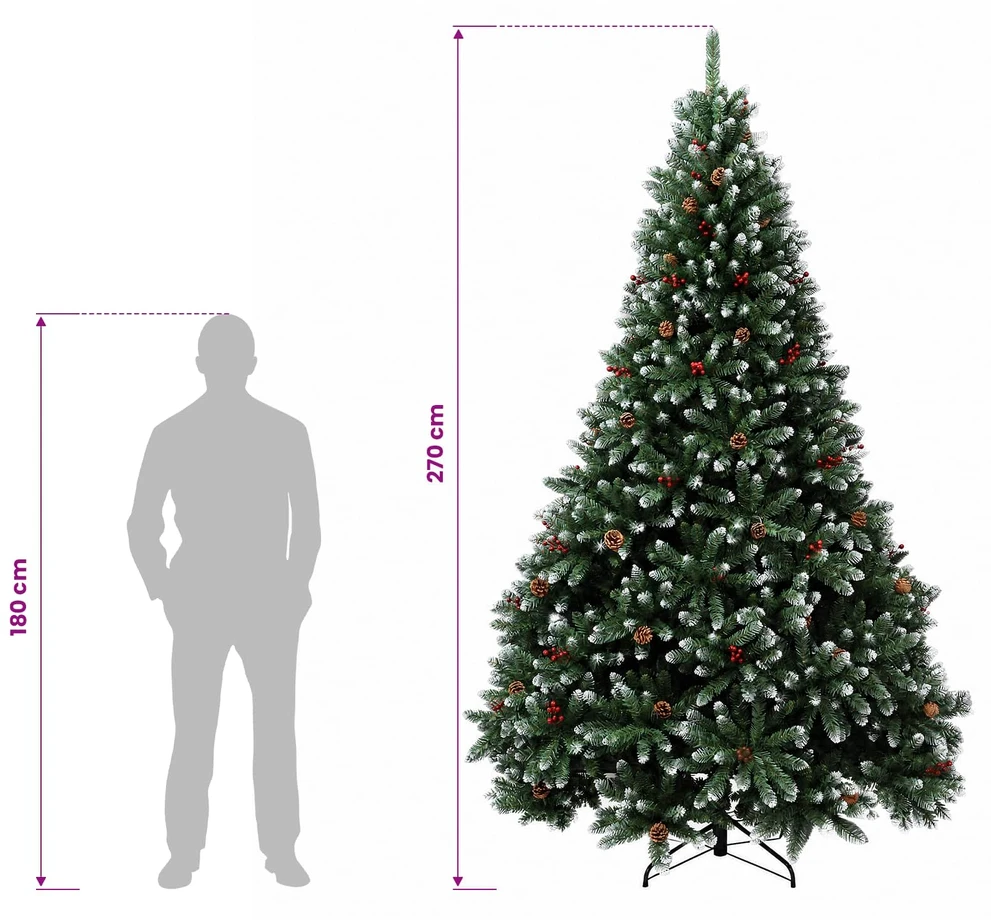Dirbtinė žalia Kalėdų eglutė su žaisliukais 270 cm 300 LED