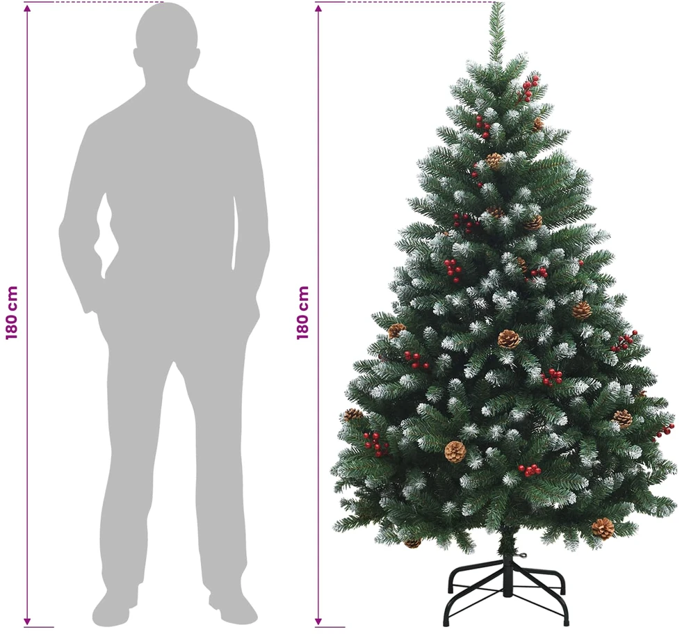 Dirbtinė žalia Kalėdų eglutė su žaisliukais 180 cm 300 LED