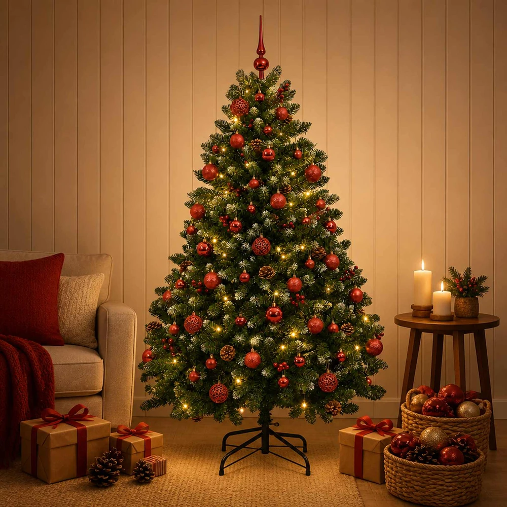 Dirbtinė žalia Kalėdų eglutė su žaisliuku 150 cm 150 LED