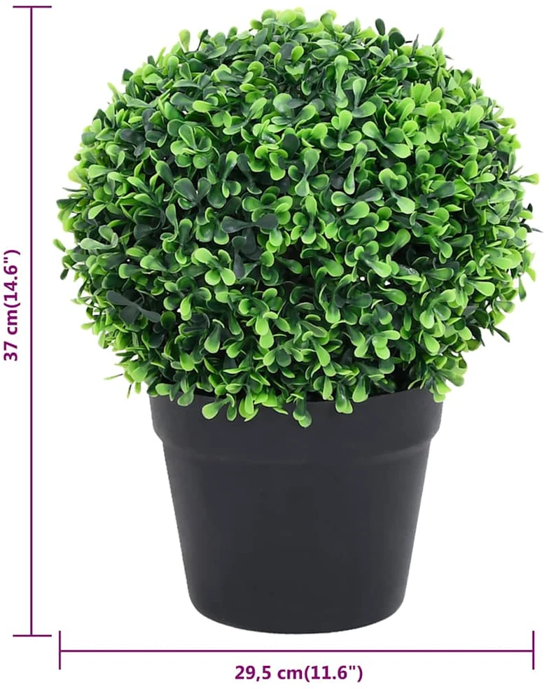 Dirbtiniai buksmedžiai vazonuose, 2vnt., žali, 37cm