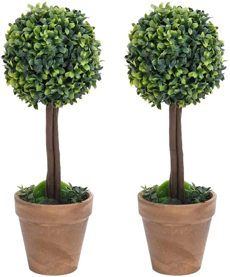 Dirbtiniai buksmedžiai vazonuose, 2vnt., žali, 33cm