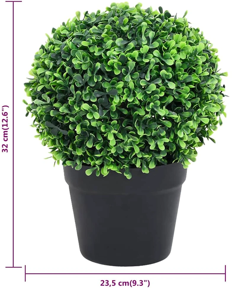 Dirbtiniai buksmedžiai vazonuose, 2vnt., žali, 32cm