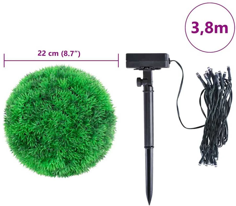 Dirbtiniai buksmedžio krūmai su LED lemputėmis 2vnt. žalia 22cm