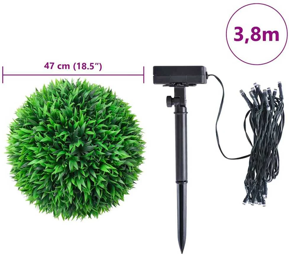 Dirbtiniai buksmedžio krūmai su LED lemputėmis 2vnt. žalia 47cm