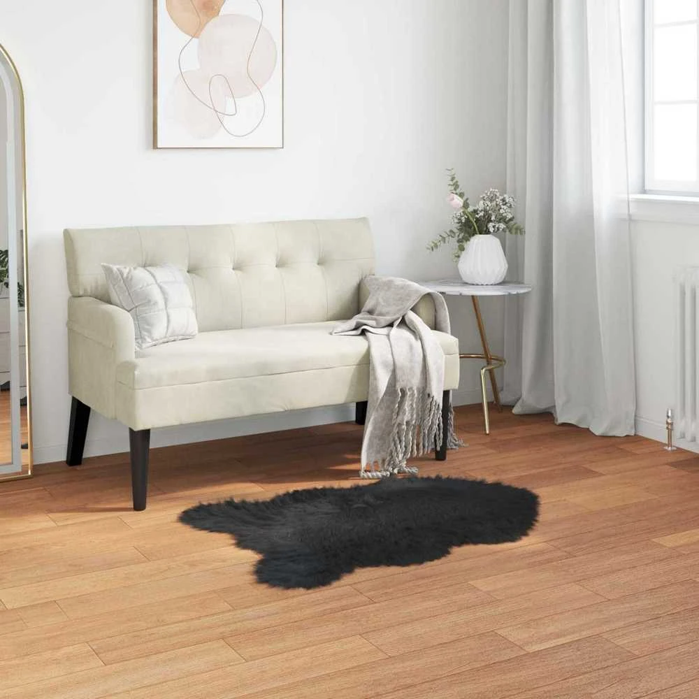Dirbtinio avių kailio kilimas TAFALLA Juoda 60 x 90 cm