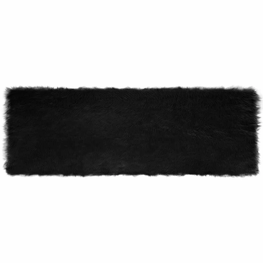 Dirbtinio avių kailio kilimas TAFALLA Juoda 80 x 250 cm