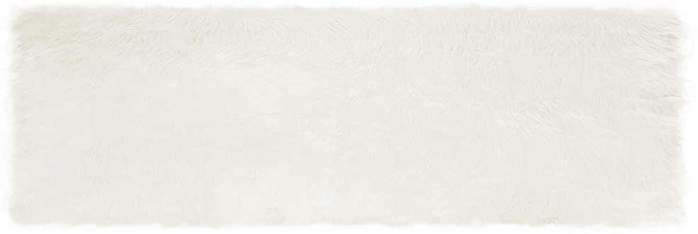 Dirbtinio avių kailio kilimas TAFALLA Balta 80 x 250 cm