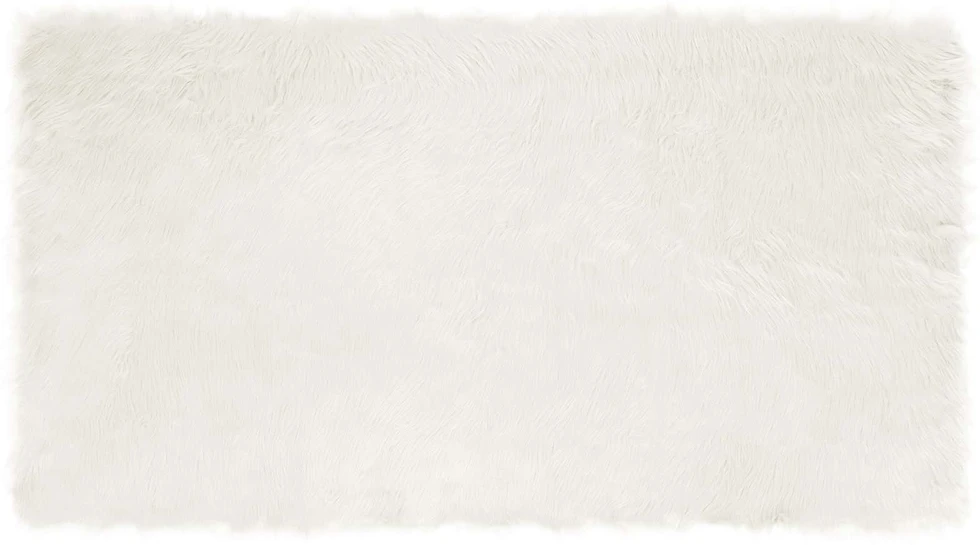 Dirbtinio avių kailio kilimas TAFALLA Balta 60 x 110 cm