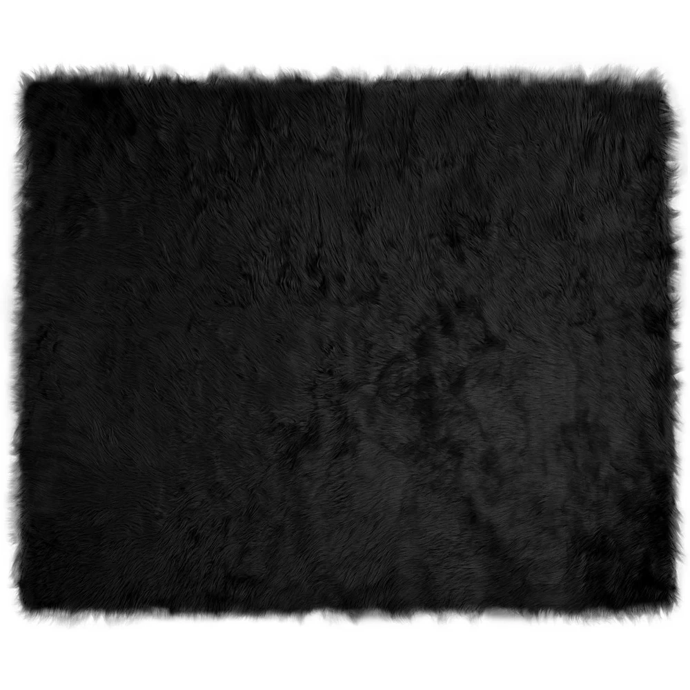 Dirbtinio avių kailio kilimas TAFALLA Juoda 200 x 280 cm