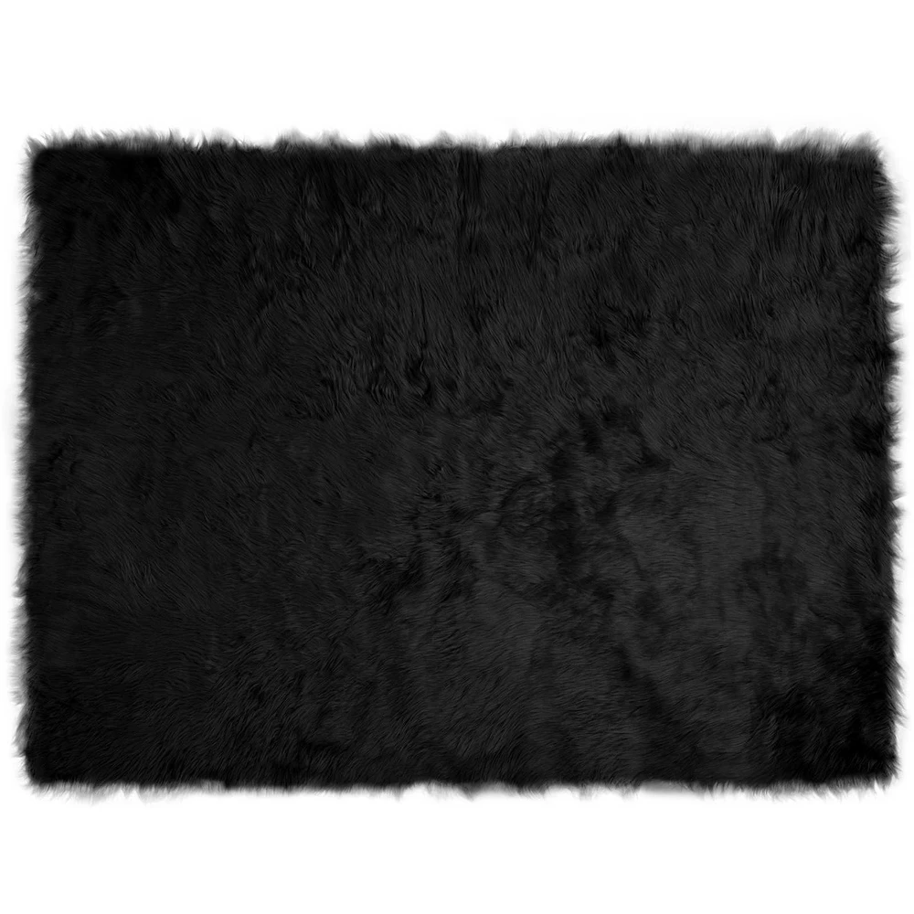 Dirbtinio avių kailio kilimas TAFALLA Juoda 160 x 230 cm