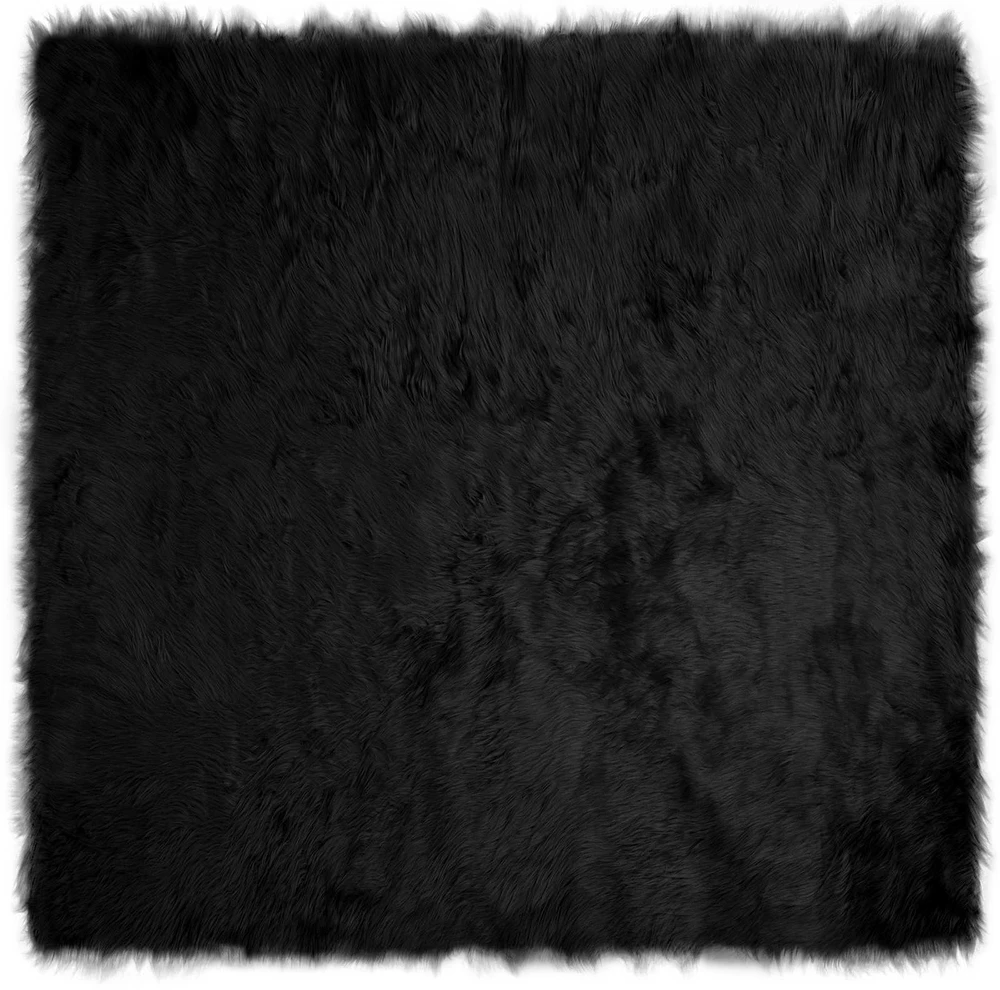 Dirbtinio avių kailio kilimas TAFALLA Juoda 120 x 120 cm